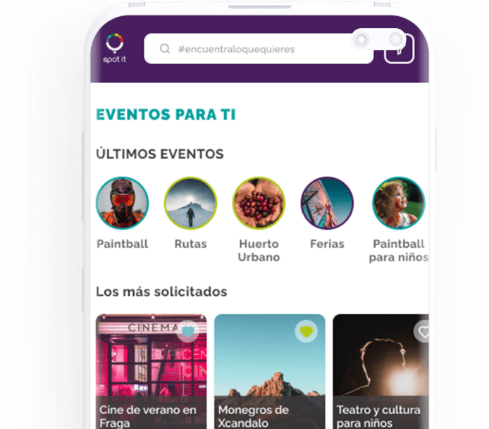 Visualización de la plataforma de eventos Spot it Events